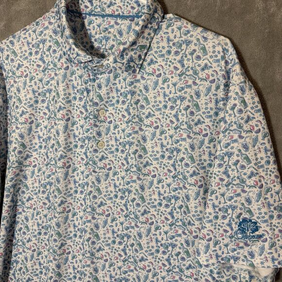johnnie-O Other - Johnnie O Polo Men L Blue Drinks Print Performance Golf Surfer Bar Hendricks